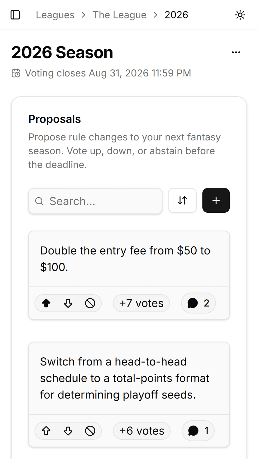 Draft Democracy app — proposals dashboard